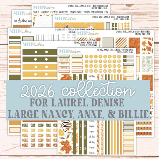 NOVEMBER 2026 Stickers for Large Nancy, Anne, & Billie Planners. Laurel Denise Planners. "Falling Leaves" || OG