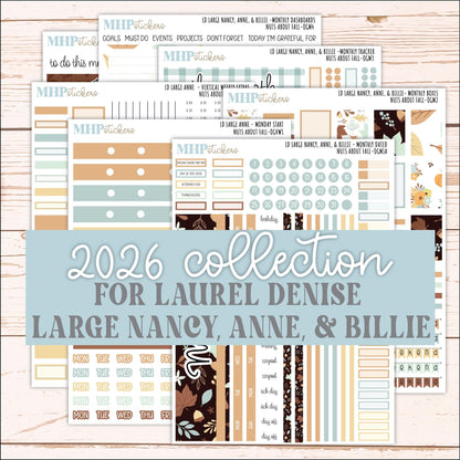 NOVEMBER 2026 Stickers for Large Nancy, Anne, & Billie Planners. Laurel Denise Planners. "Nuts About Fall" || OG