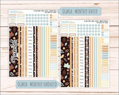 NOVEMBER 2026 Stickers for Large Nancy, Anne, & Billie Planners. Laurel Denise Planners. "Nuts About Fall" || OG