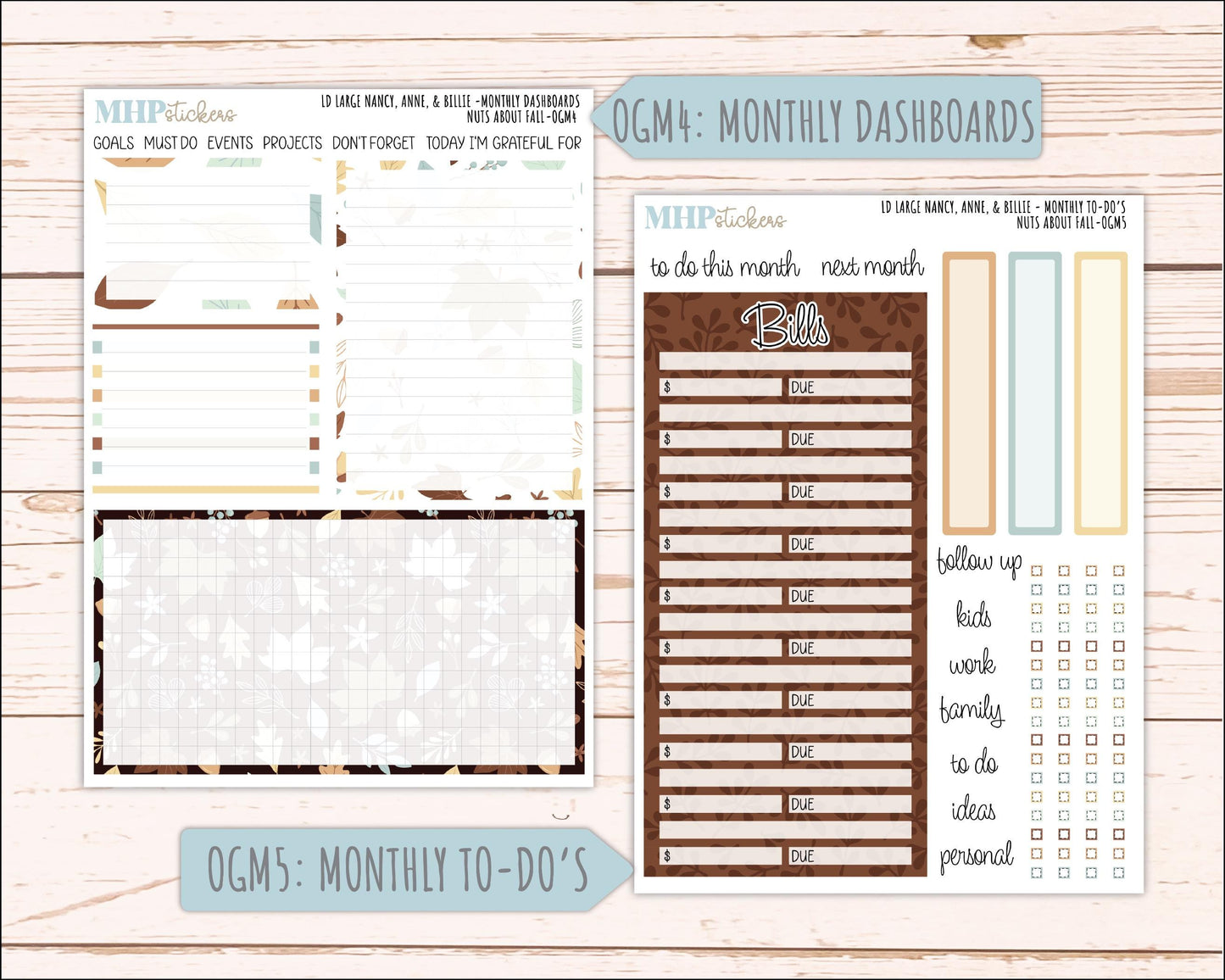 NOVEMBER 2026 Stickers for Large Nancy, Anne, & Billie Planners. Laurel Denise Planners. "Nuts About Fall" || OG