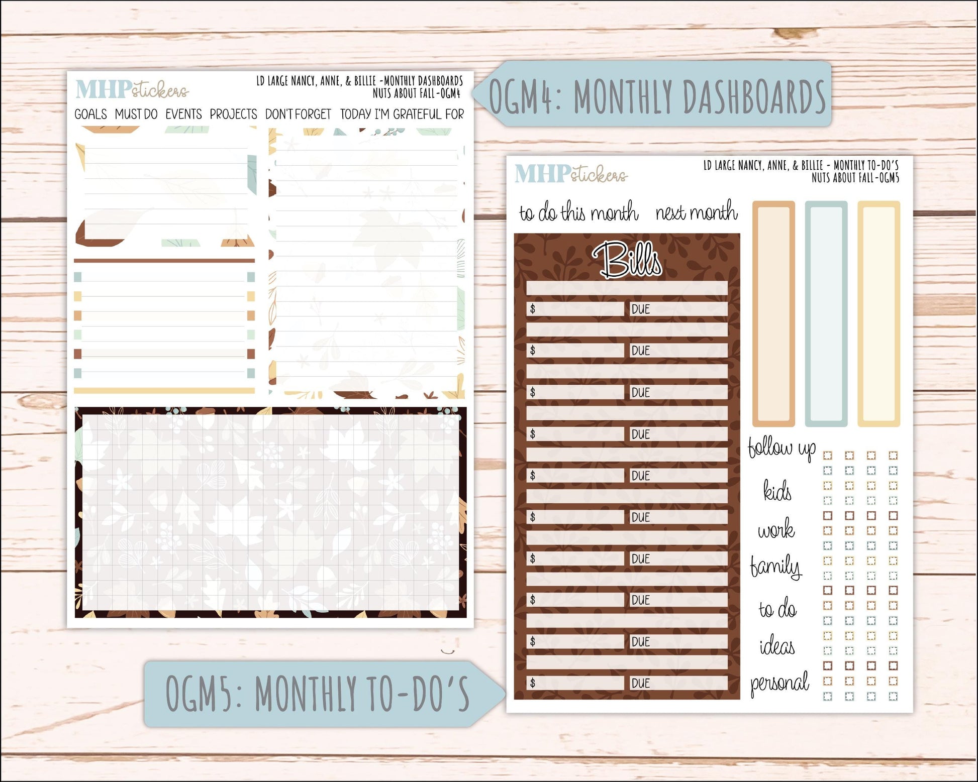 NOVEMBER 2026 Stickers for Large Nancy, Anne, & Billie Planners. Laurel Denise Planners. "Nuts About Fall" || OG