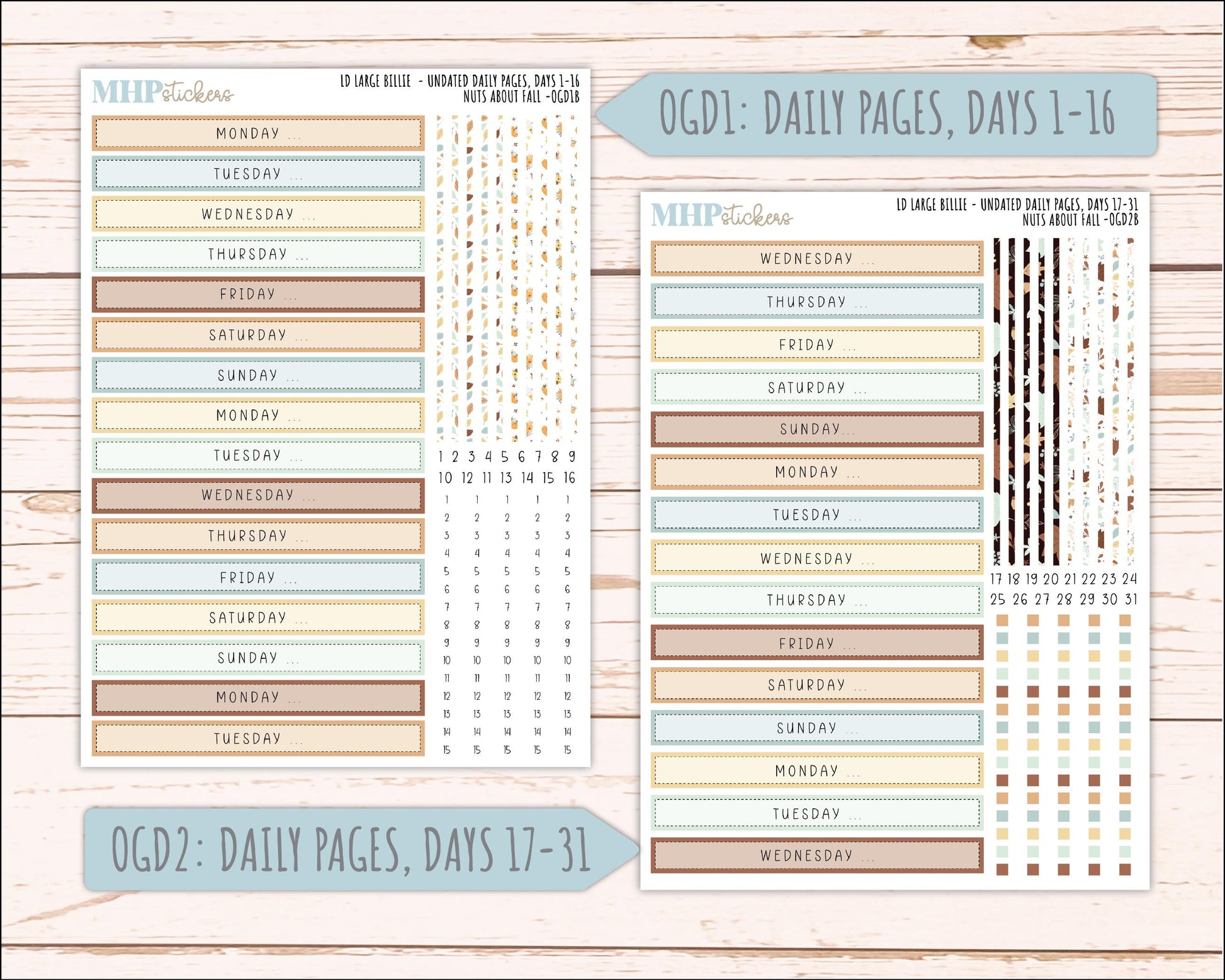 NOVEMBER 2026 Stickers for Large Nancy, Anne, & Billie Planners. Laurel Denise Planners. "Nuts About Fall" || OG