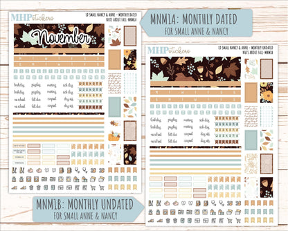 NOVEMBER 2026 Stickers for Small Nancy & Anne Laurel Denise Planners "Nuts About Fall" || MN