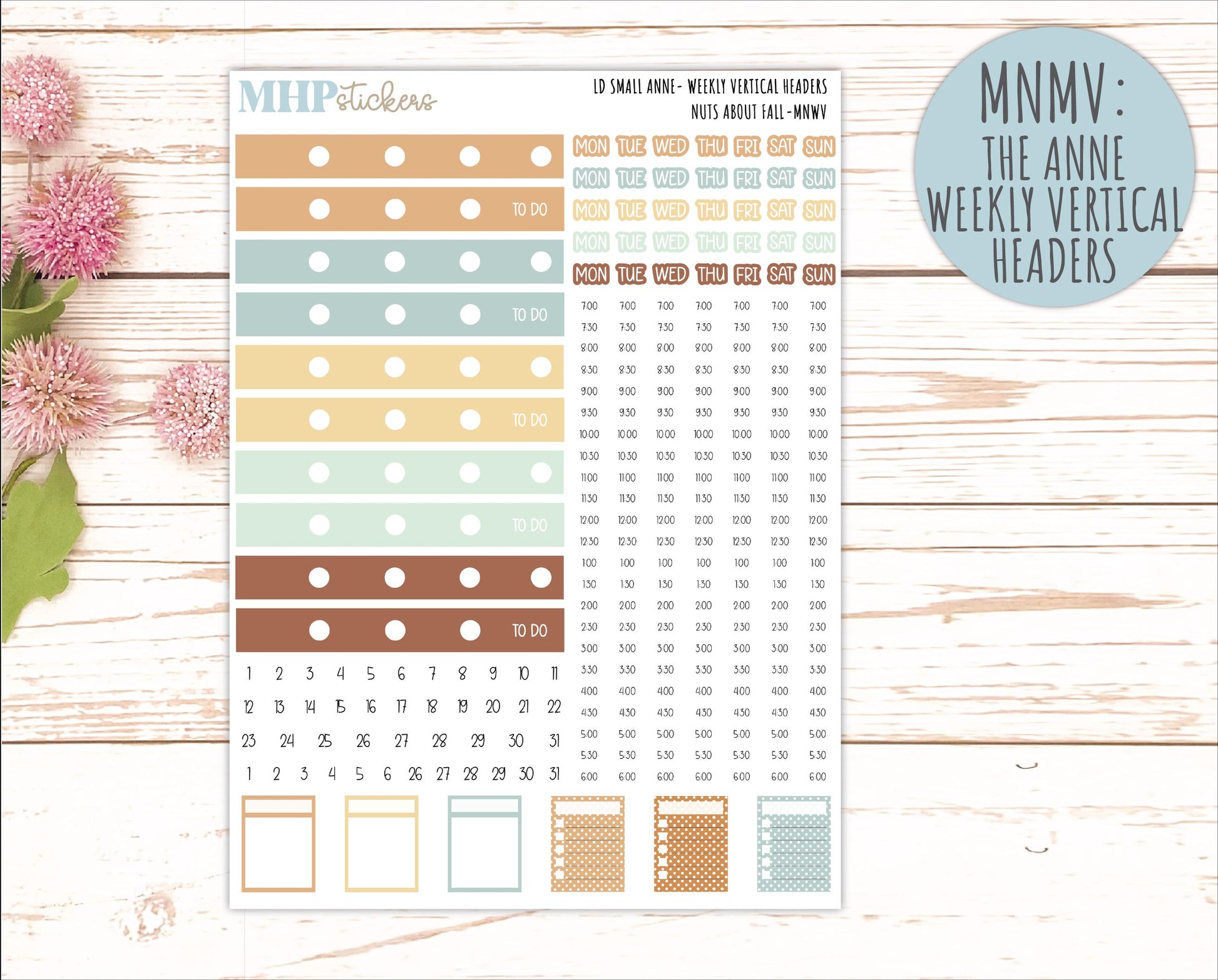 NOVEMBER 2026 Stickers for Small Nancy & Anne Laurel Denise Planners "Nuts About Fall" || MN