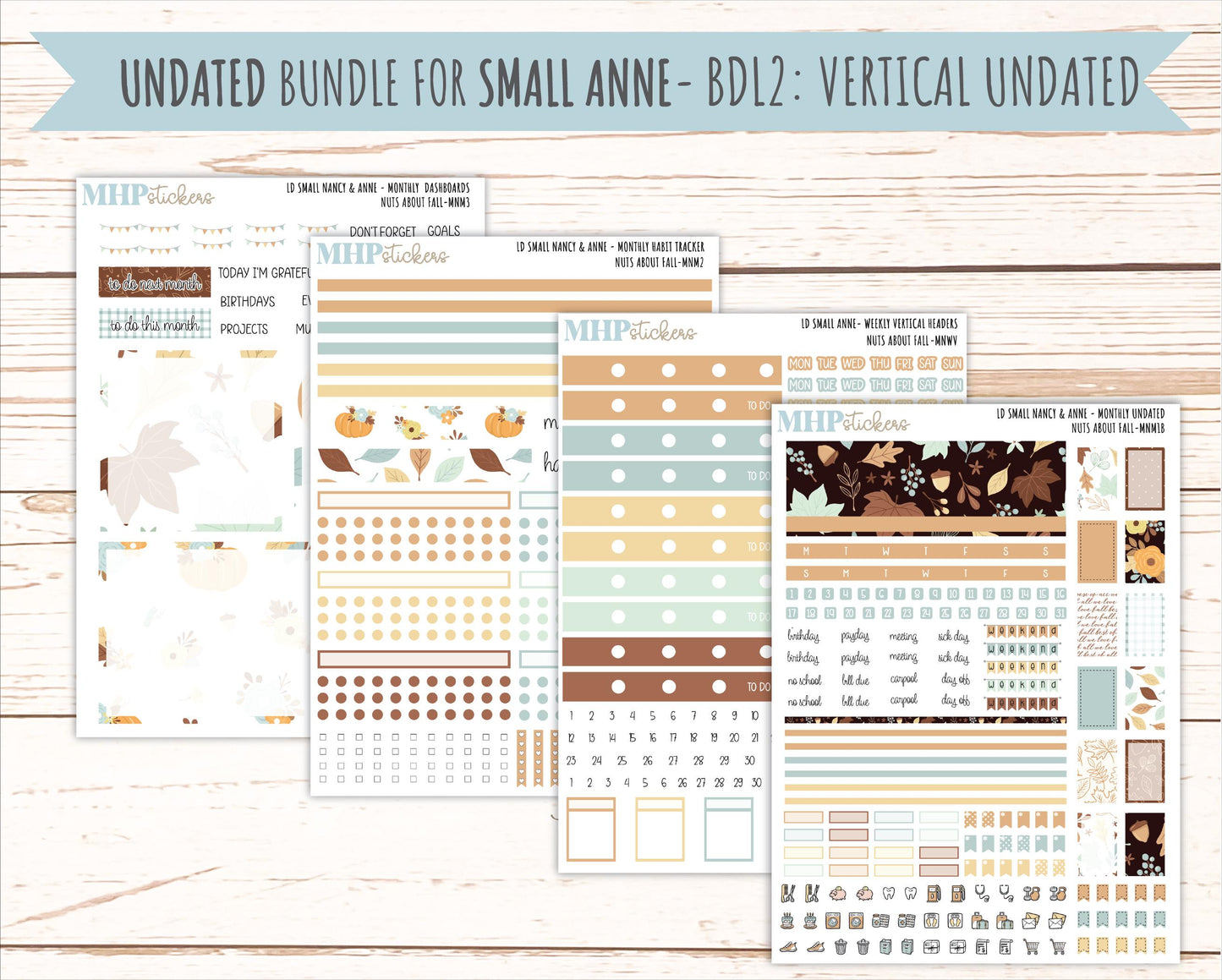 NOVEMBER 2026 Stickers for Small Nancy & Anne Laurel Denise Planners "Nuts About Fall" || MN