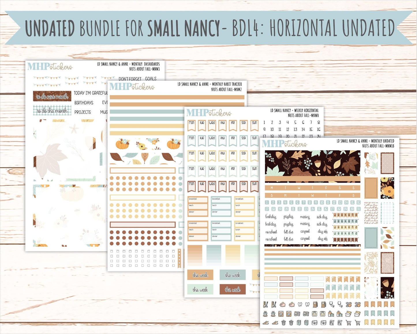 NOVEMBER 2026 Stickers for Small Nancy & Anne Laurel Denise Planners "Nuts About Fall" || MN