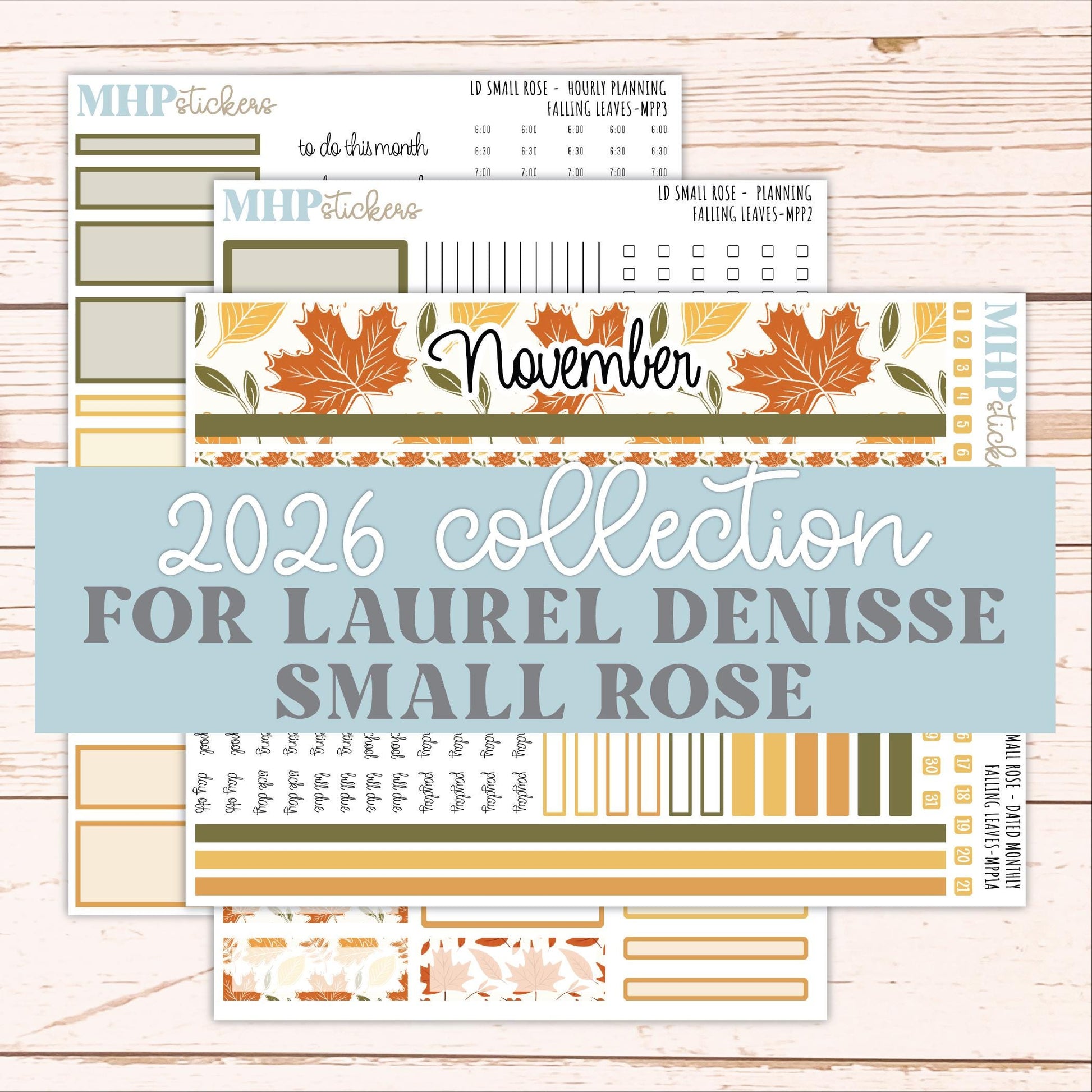 NOVEMBER 2026 Stickers for The Small Rose Laurel Denise Planner. "Falling Leaves" || MPP