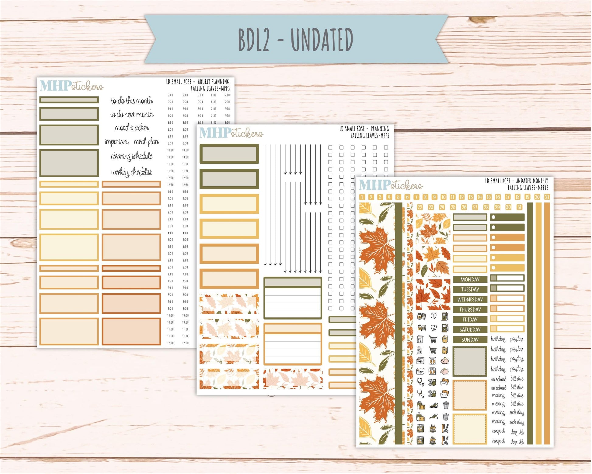 NOVEMBER 2026 Stickers for The Small Rose Laurel Denise Planner. "Falling Leaves" || MPP