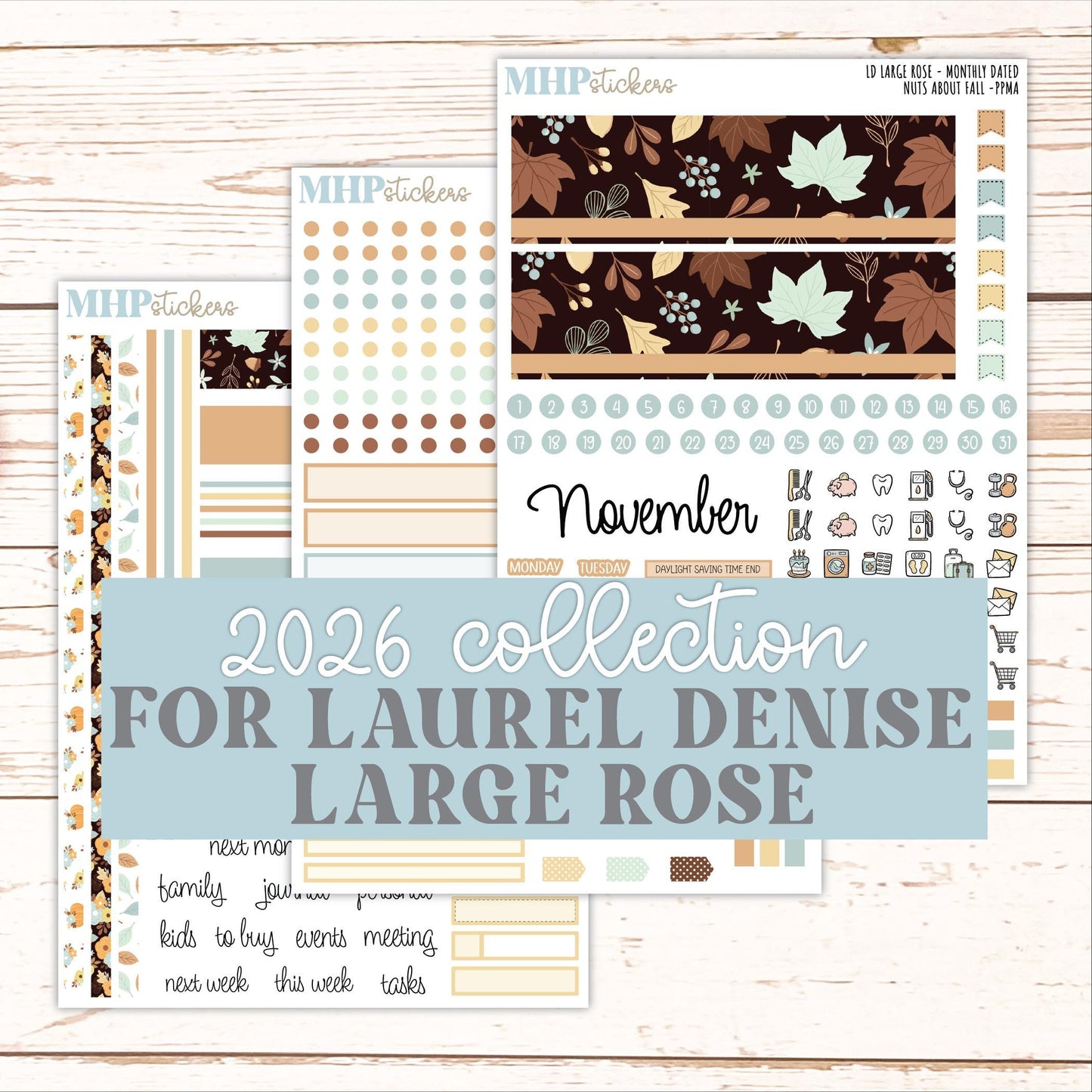 NOVEMBER 2026 Stickers for the Large Rose Laurel Denise Planner. "Nuts About Fall || PP
