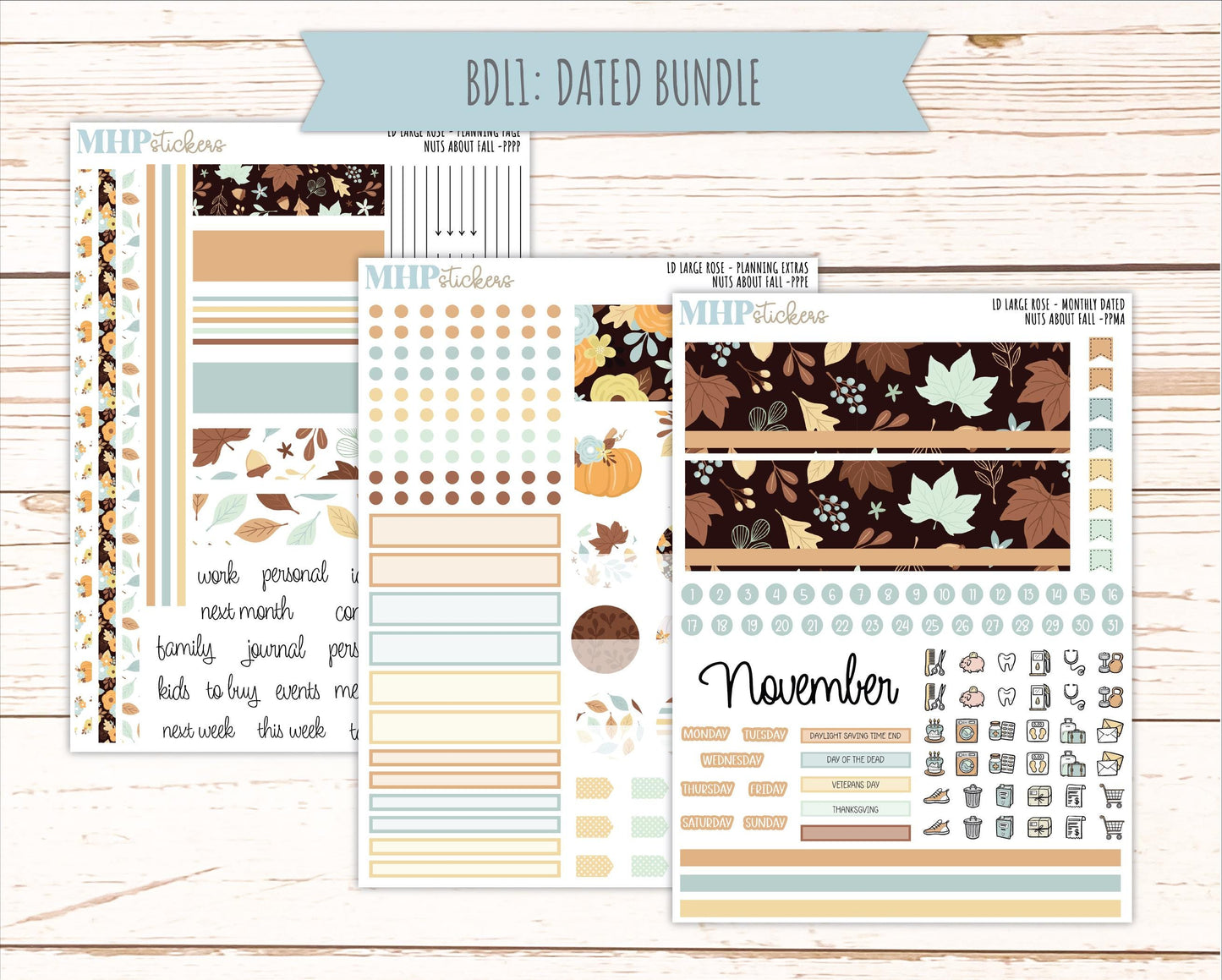NOVEMBER 2026 Stickers for the Large Rose Laurel Denise Planner. "Nuts About Fall || PP