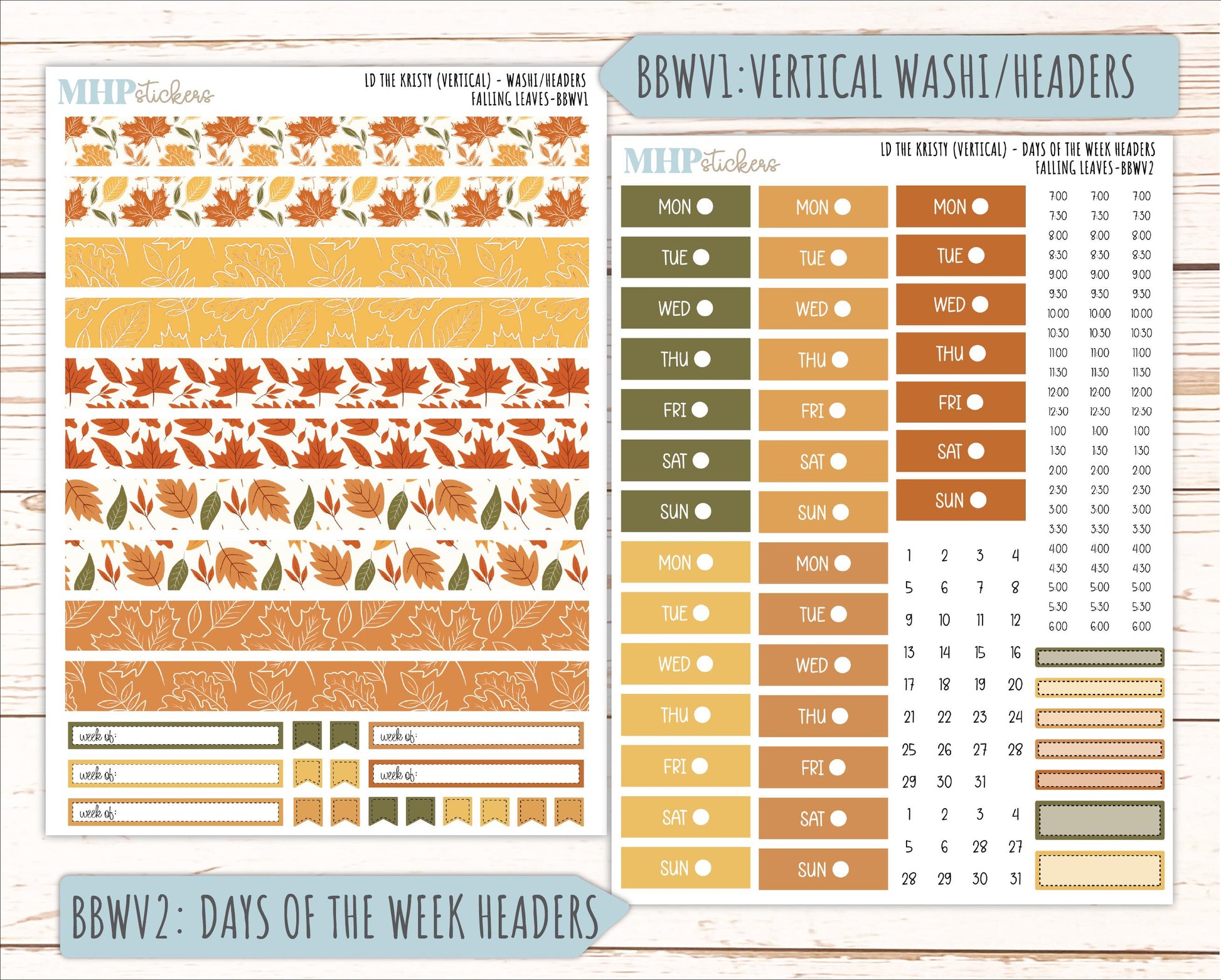 NOVEMBER 2026 Stickers for the Mae & Kristy Laurel Denise Planners "Falling Leaves" || BB
