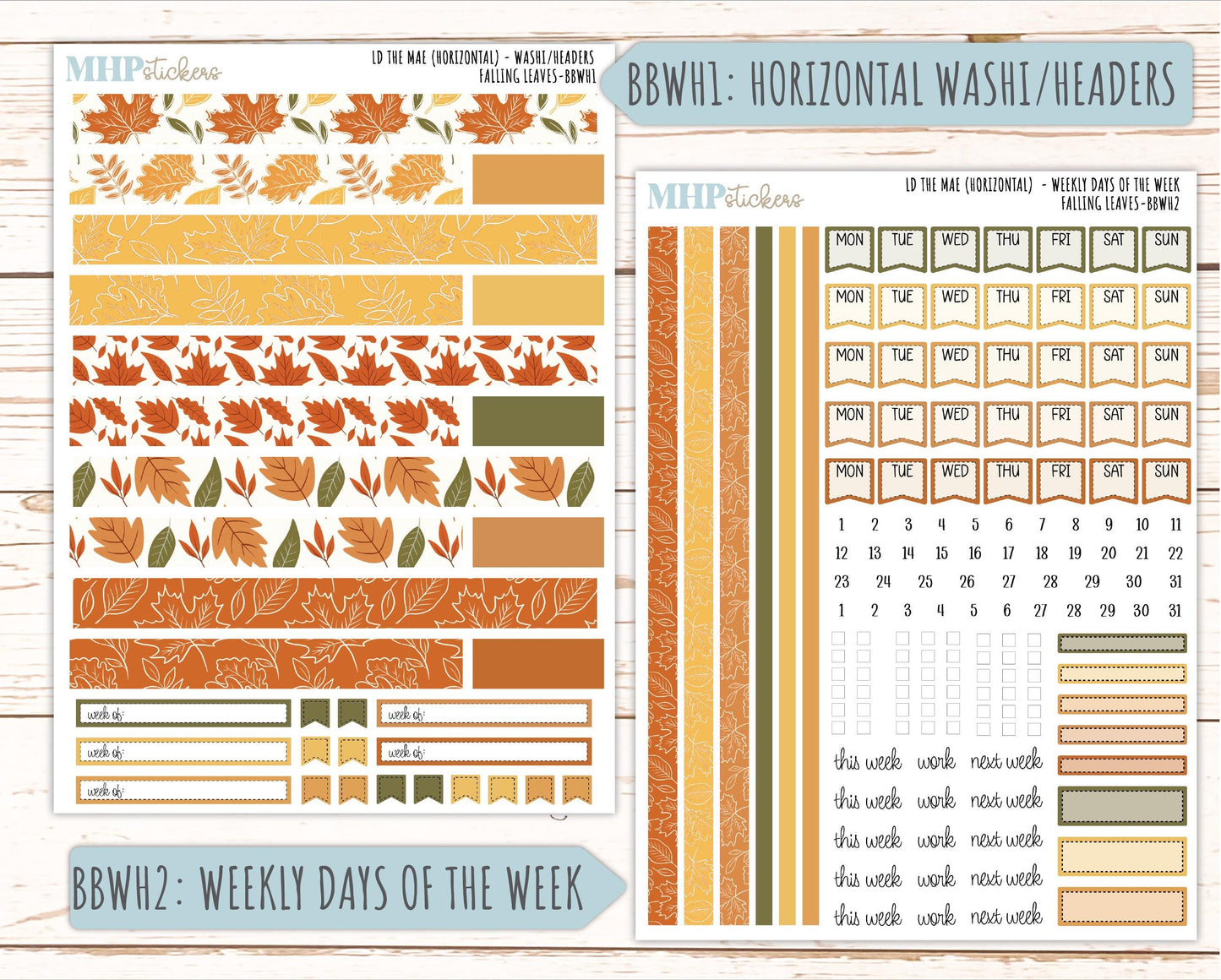 NOVEMBER 2026 Stickers for the Mae & Kristy Laurel Denise Planners "Falling Leaves" || BB