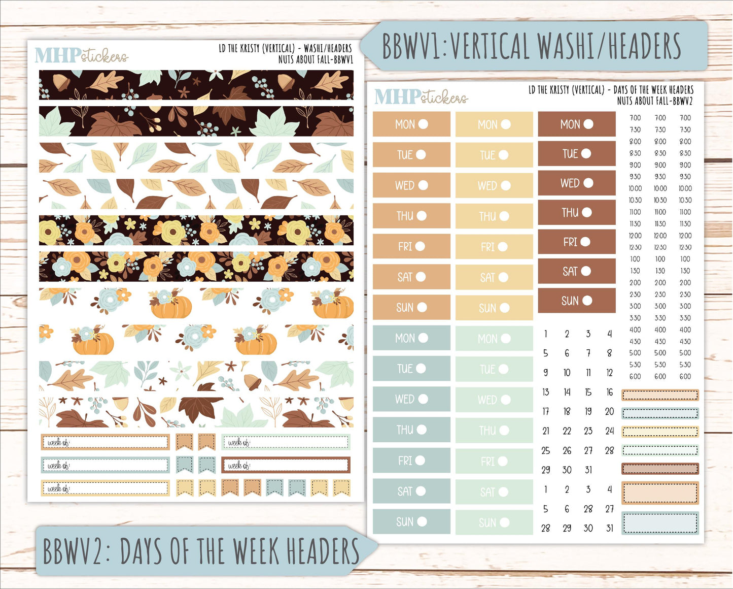 NOVEMBER 2026 Stickers for the Mae & Kristy Laurel Denise Planners "Nuts About Fall" || BB