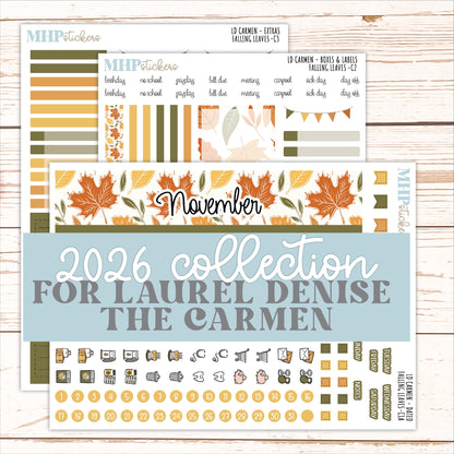 NOVEMBER 2026 Stickers for The Carmen Laurel Denise Planner "Falling Leaves" || C