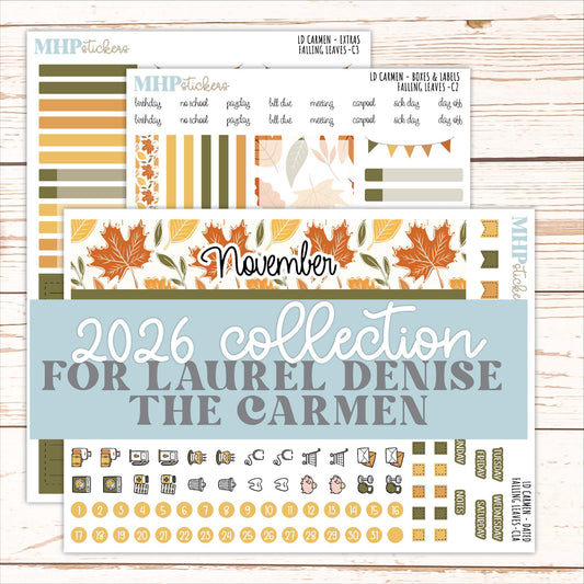 NOVEMBER 2026 Stickers for The Carmen Laurel Denise Planner "Falling Leaves" || C