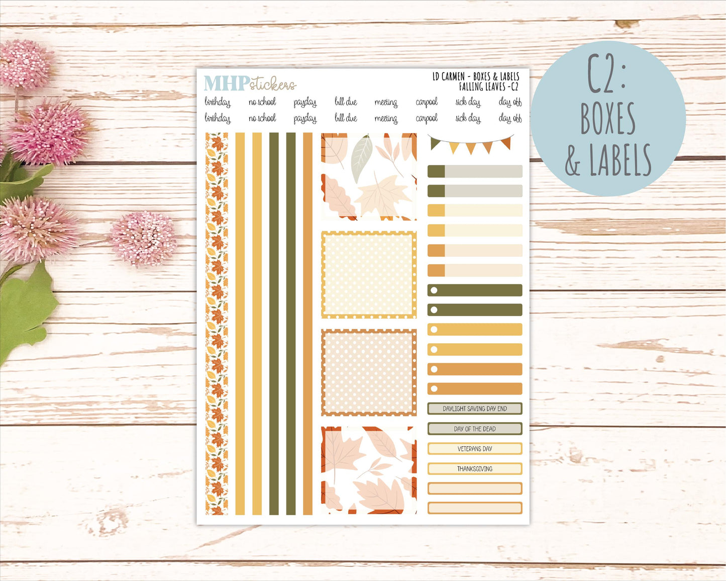NOVEMBER 2026 Stickers for The Carmen Laurel Denise Planner "Falling Leaves" || C