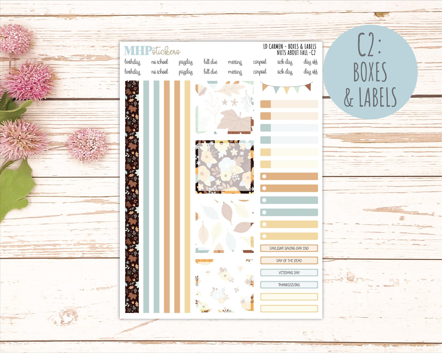 NOVEMBER 2026 Stickers for The Carmen Laurel Denise Planner "Nuts About Fall" || C