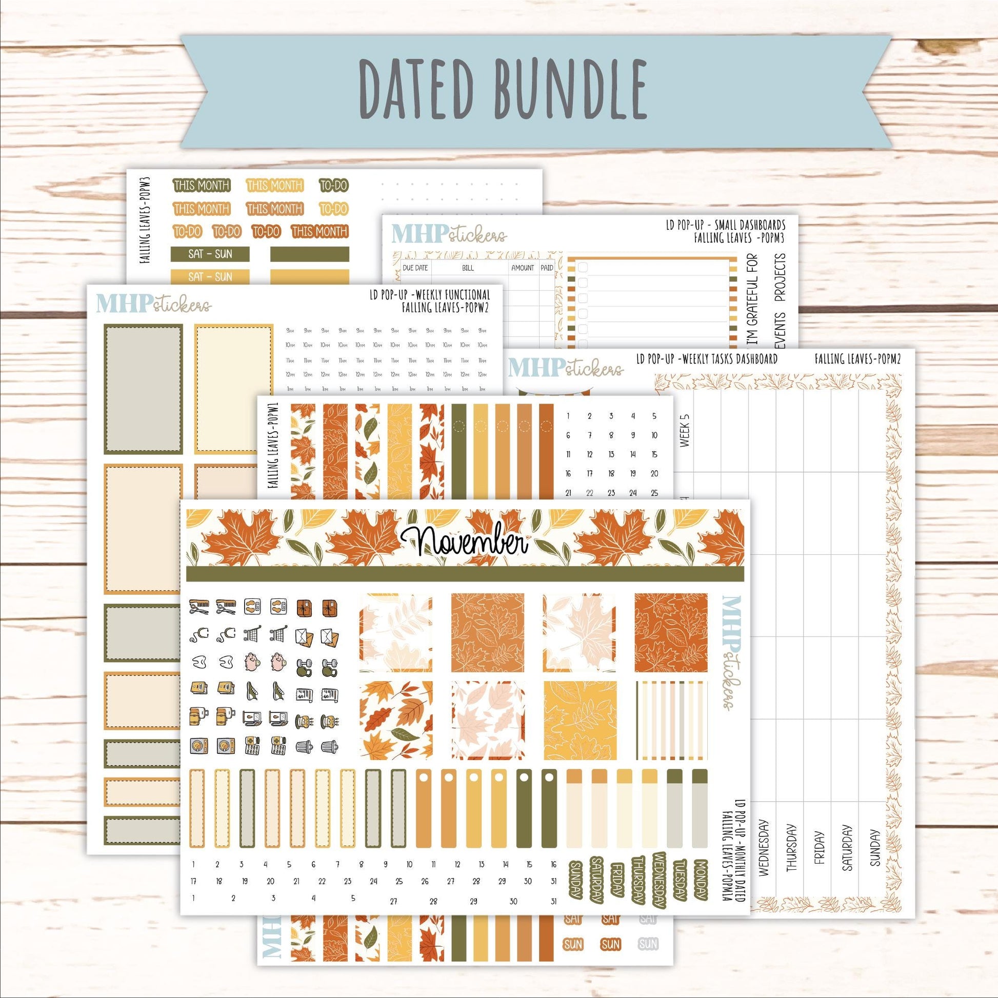 NOVEMBER 2026 Stickers for The Jo, Laurel Denise Planner "Falling Leaves" || POP