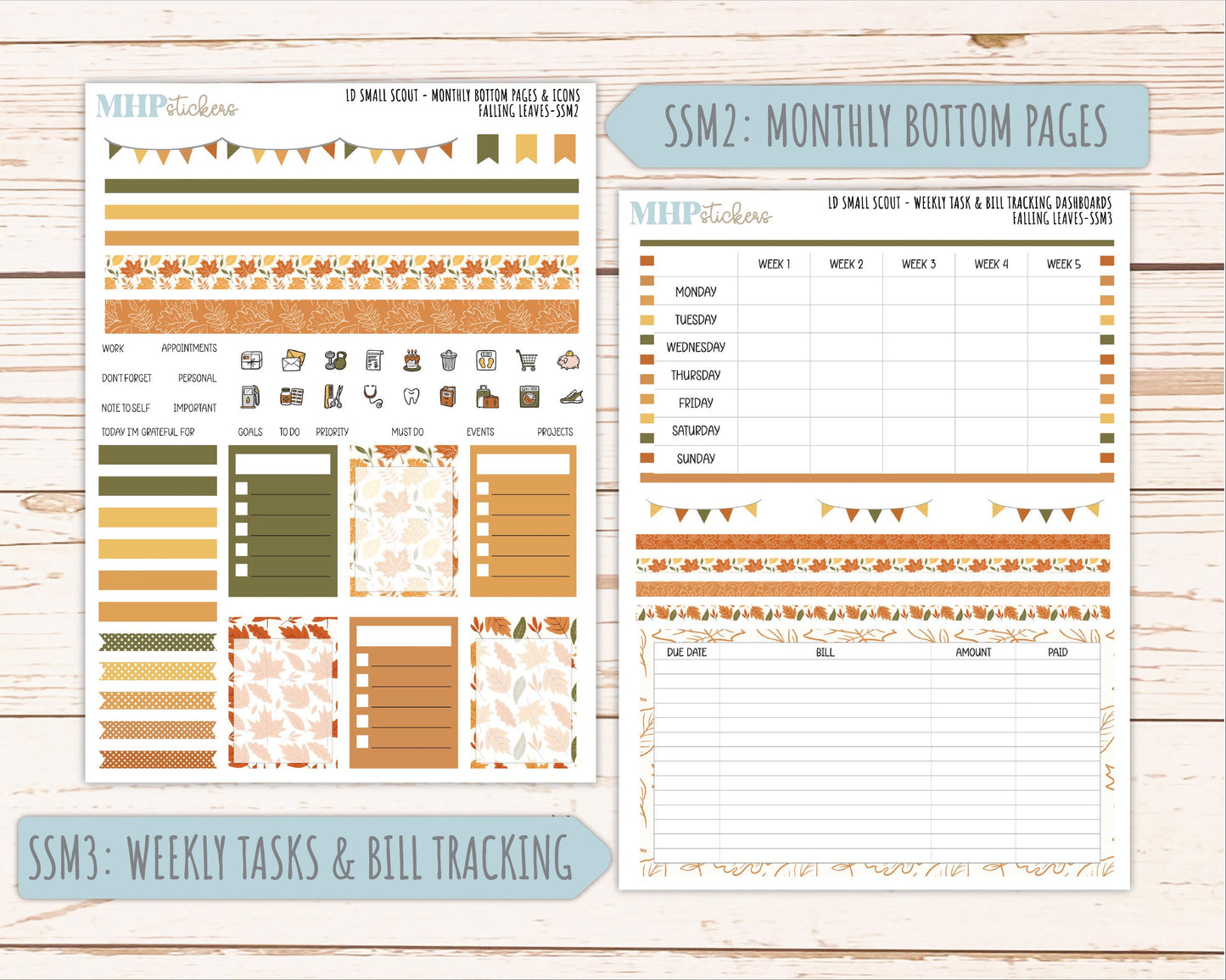 NOVEMBER 2026 Stickers for the Small Scout Planner. For Laurel Denise Planners. "Falling Leaves" || SS