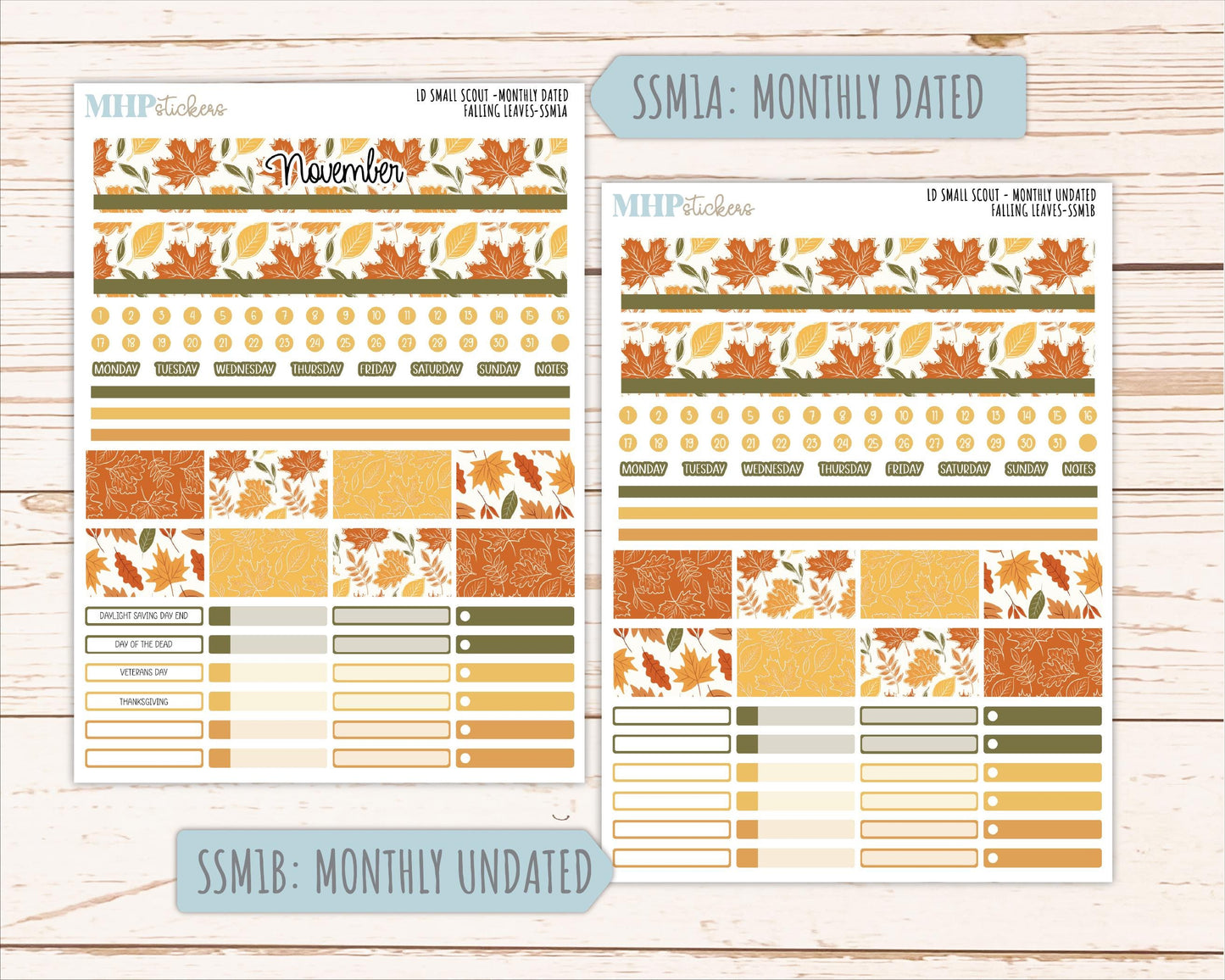 NOVEMBER 2026 Stickers for the Small Scout Planner. For Laurel Denise Planners. "Falling Leaves" || SS