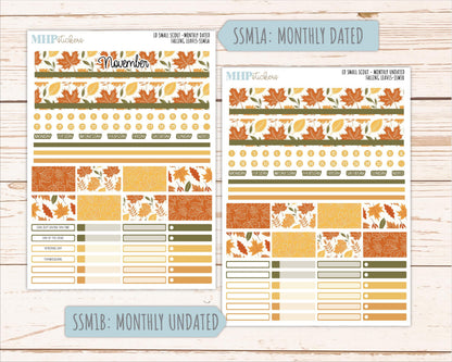 NOVEMBER 2026 Stickers for the Small Scout Planner. For Laurel Denise Planners. "Falling Leaves" || SS