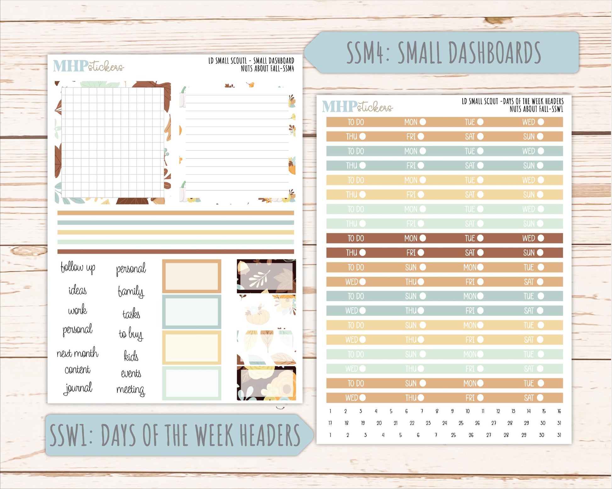 NOVEMBER 2026 Stickers for the Small Scout Planner. For Laurel Denise Planners. "Nuts About Fall" || SS