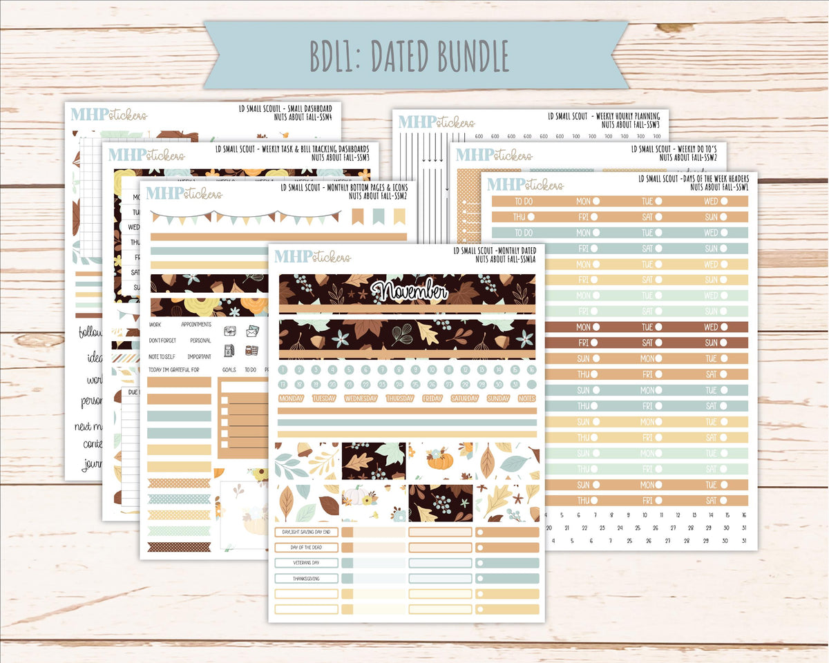 NOVEMBER 2026 Stickers for the Small Scout Planner. For Laurel Denise Planners. "Nuts About Fall" || SS