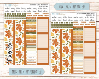 NOVEMBER Monthly Kit for 7x9 Erin Condren Planners. 2026 Collection "Falling Leaves" || ECM
