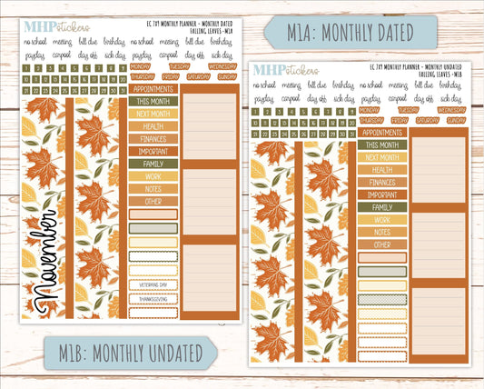 NOVEMBER Monthly Kit for 7x9 Erin Condren Planners. 2026 Collection "Falling Leaves" || ECM