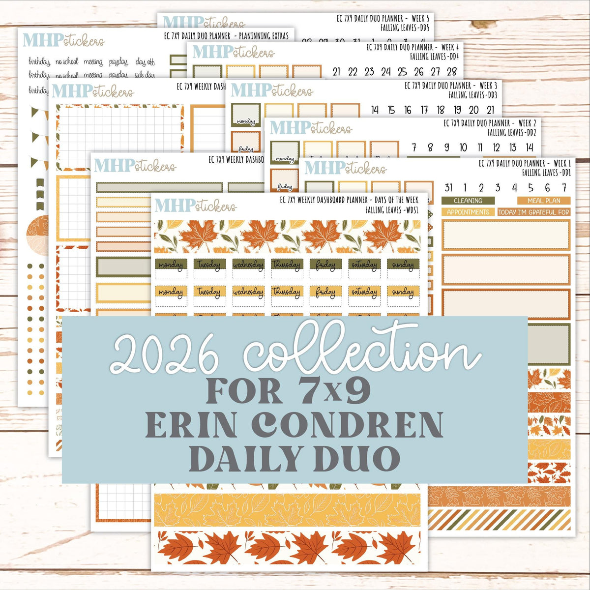 NOVEMBER Daily Duo Sticker Kit for 7x9 Erin Condren Planners. 2026 Collection "Falling Leaves" || ECDD