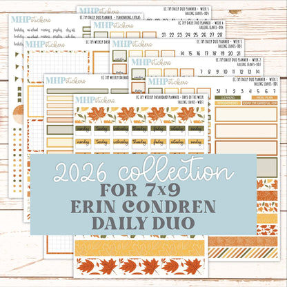 NOVEMBER Daily Duo Sticker Kit for 7x9 Erin Condren Planners. 2026 Collection "Falling Leaves" || ECDD