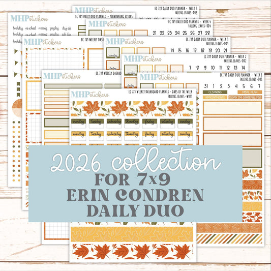 NOVEMBER Daily Duo Sticker Kit for 7x9 Erin Condren Planners. 2026 Collection "Falling Leaves" || ECDD