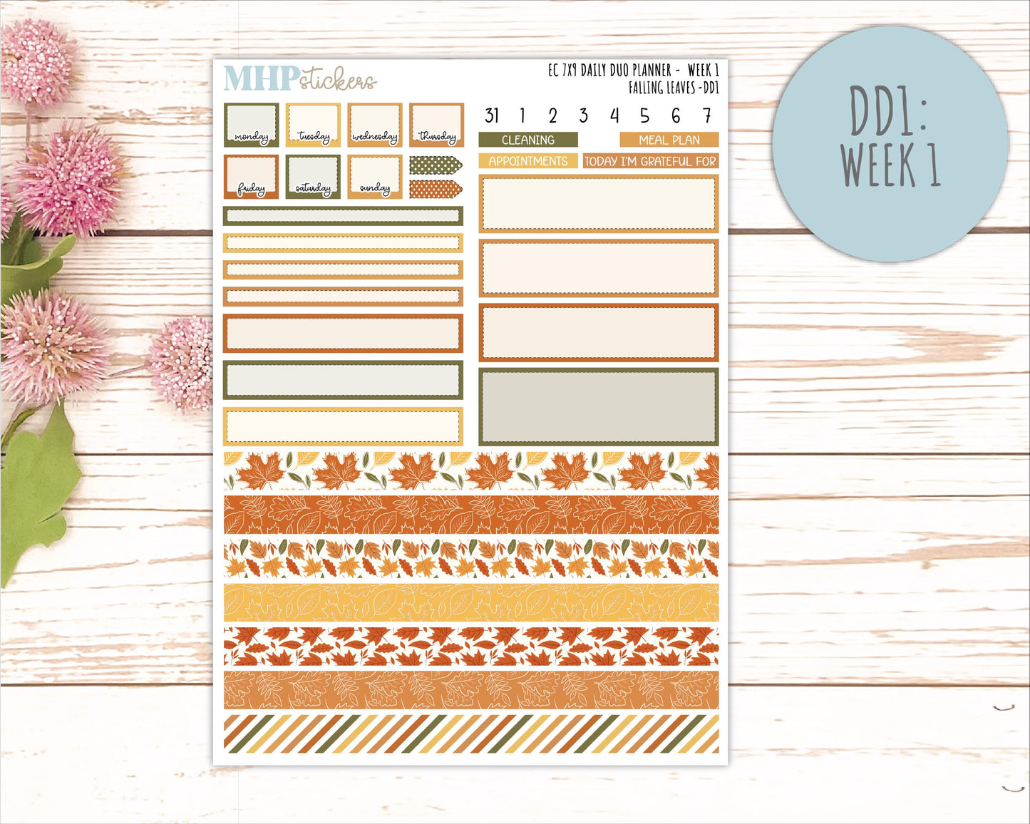 NOVEMBER Daily Duo Sticker Kit for 7x9 Erin Condren Planners. 2026 Collection "Falling Leaves" || ECDD