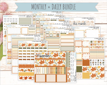 NOVEMBER Daily Duo Sticker Kit for 7x9 Erin Condren Planners. 2026 Collection "Falling Leaves" || ECDD