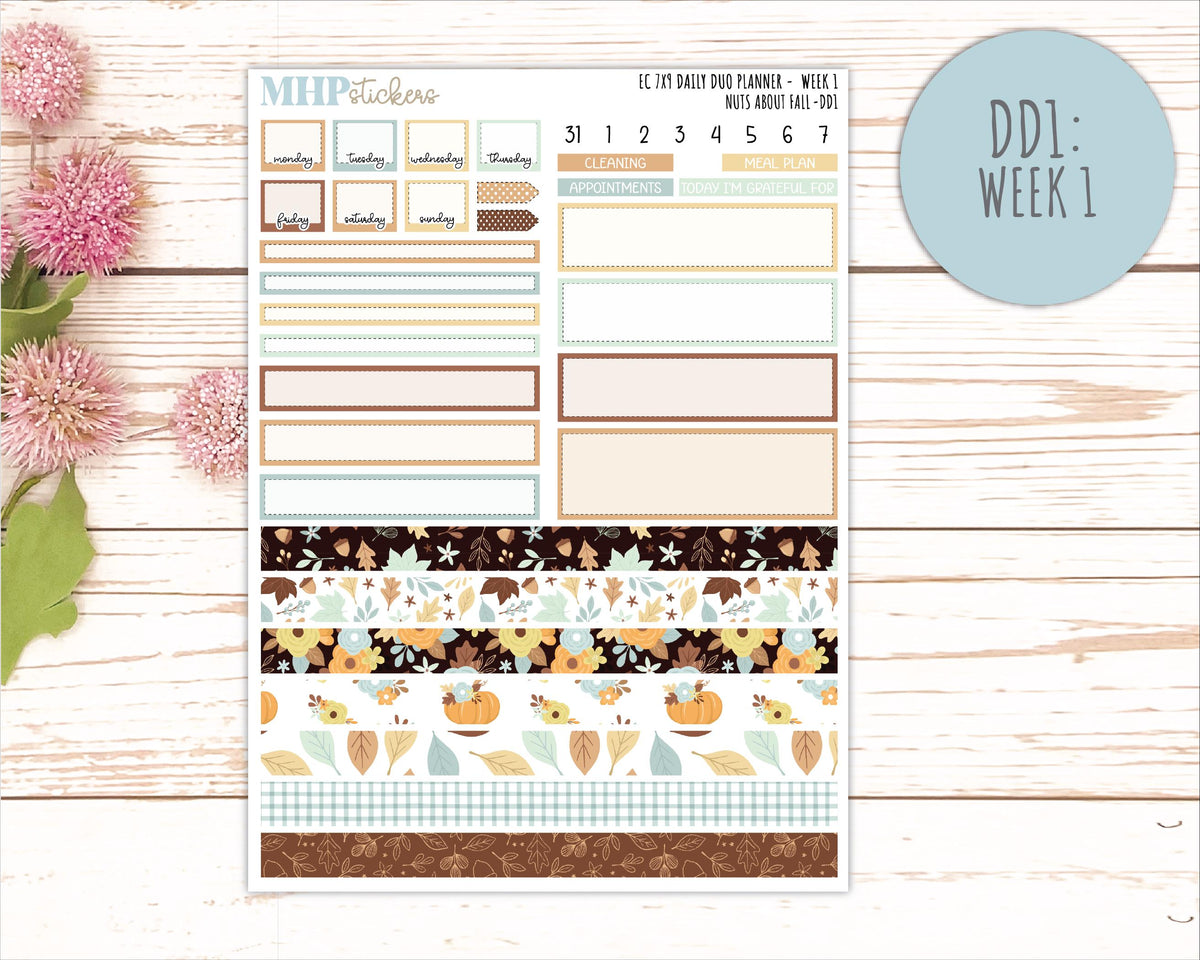 NOVEMBER Daily Duo Sticker Kit for 7x9 Erin Condren Planners. 2026 Collection "Nuts About Fall" || ECDD