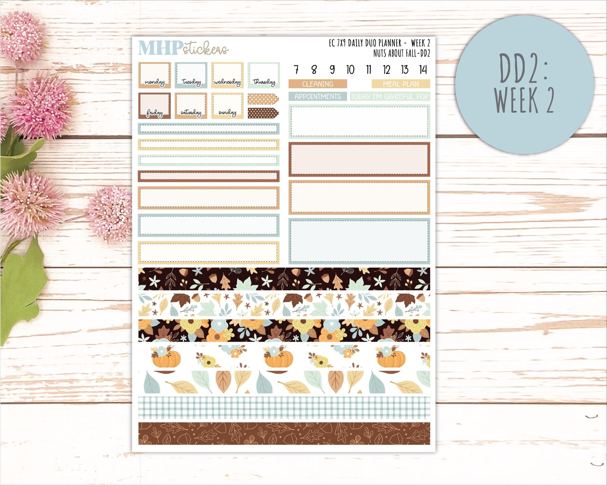 NOVEMBER Daily Duo Sticker Kit for 7x9 Erin Condren Planners. 2026 Collection "Nuts About Fall" || ECDD