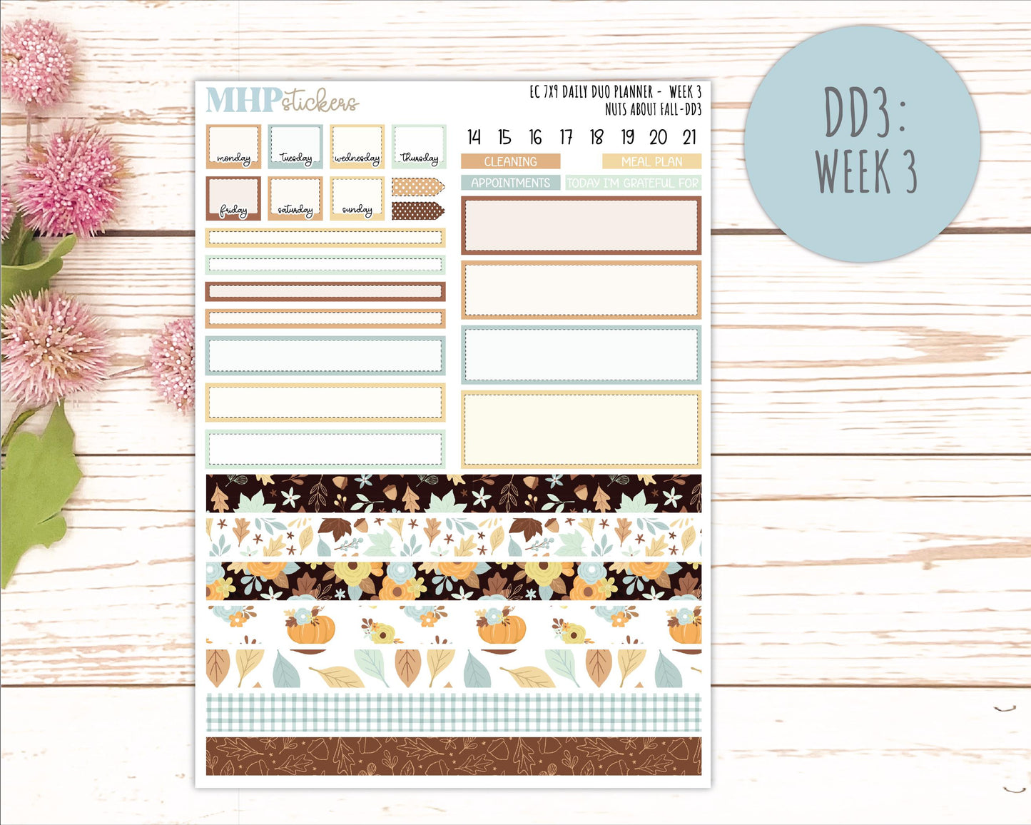 NOVEMBER Daily Duo Sticker Kit for 7x9 Erin Condren Planners. 2026 Collection "Nuts About Fall" || ECDD