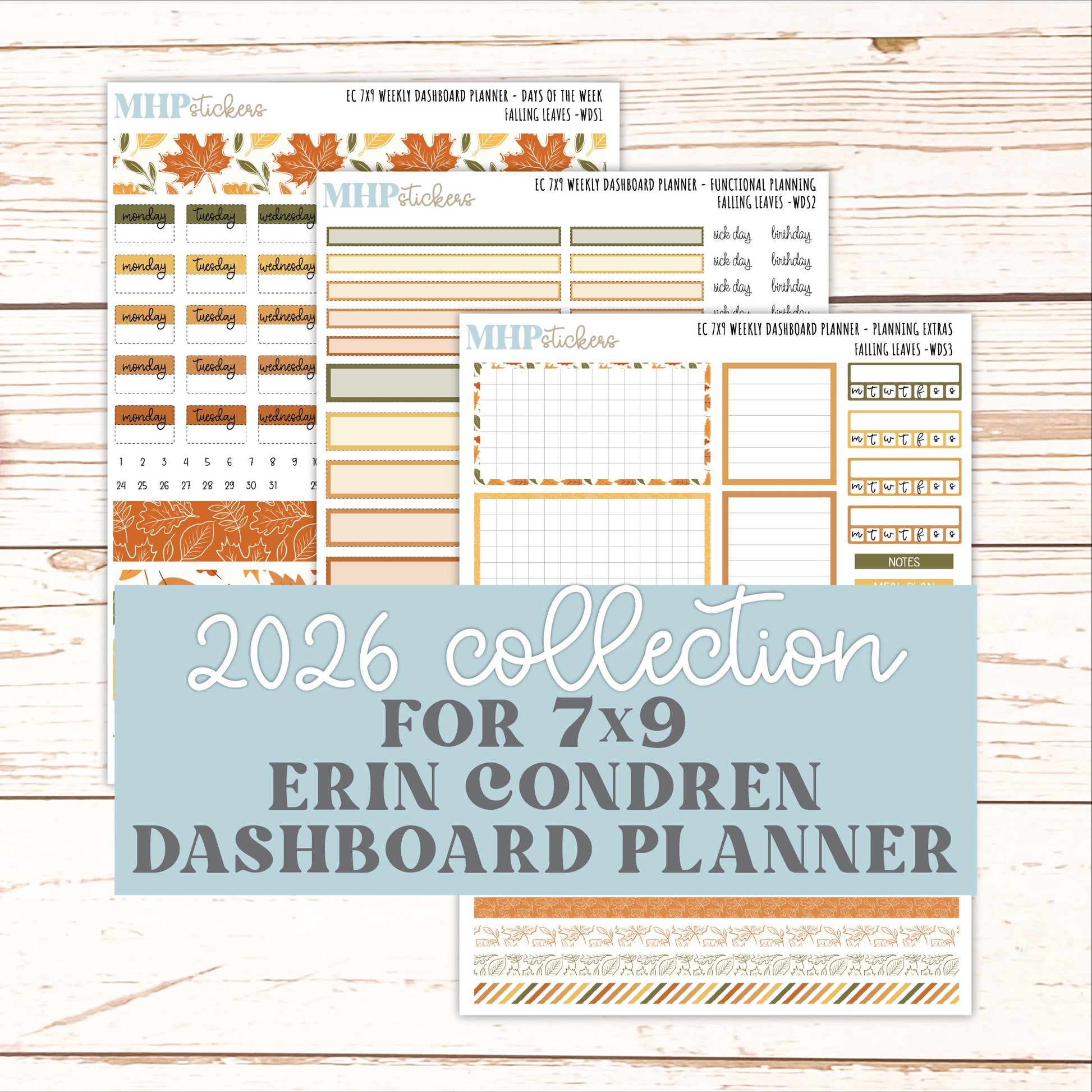 NOVEMBER Weekly Dashboard Kit for 7x9 Erin Condren Planners. 2026 Collection "Falling Leaves" || ECWDS