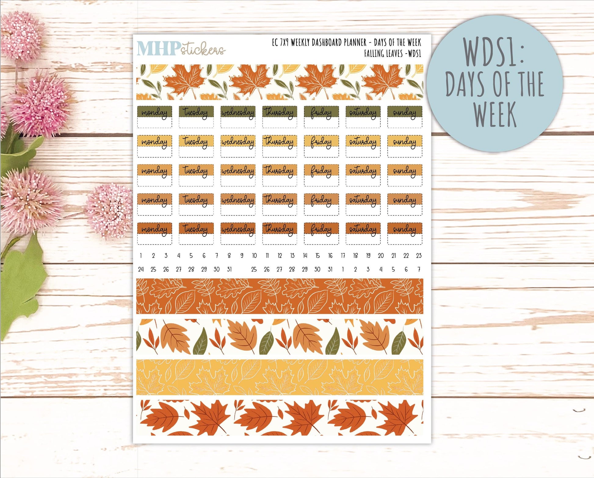 NOVEMBER Weekly Dashboard Kit for 7x9 Erin Condren Planners. 2026 Collection "Falling Leaves" || ECWDS