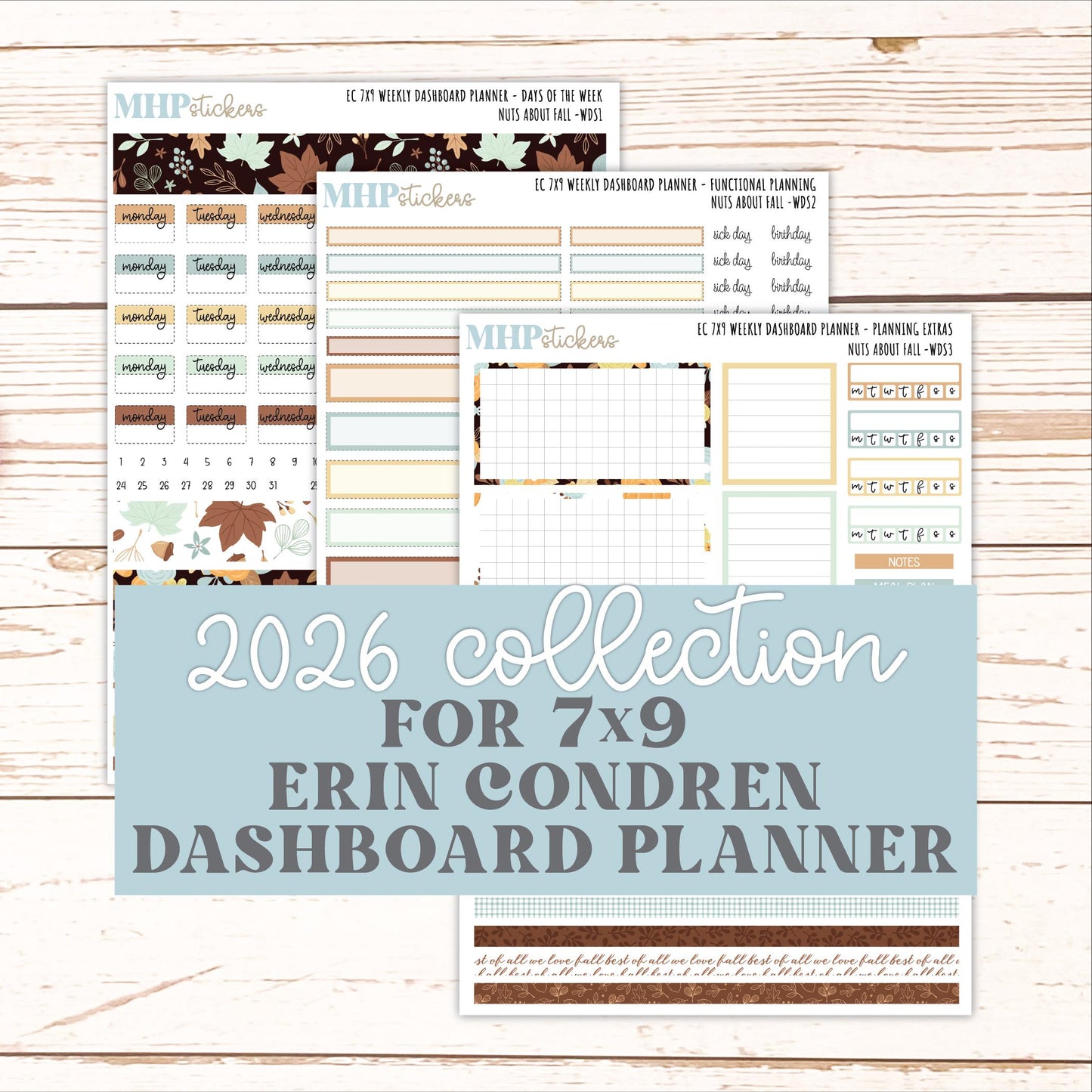 NOVEMBER Weekly Dashboard Kit for 7x9 Erin Condren Planners. 2026 Collection "Nuts About Fall" || ECWDS