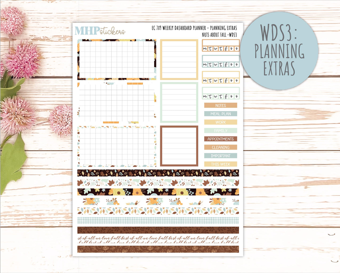 NOVEMBER Weekly Dashboard Kit for 7x9 Erin Condren Planners. 2026 Collection "Nuts About Fall" || ECWDS