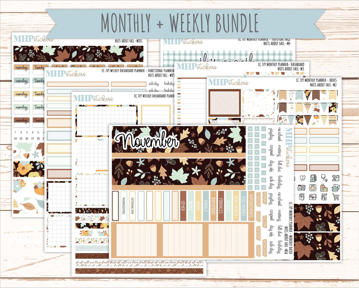 NOVEMBER Weekly Dashboard Kit for 7x9 Erin Condren Planners. 2026 Collection "Nuts About Fall" || ECWDS