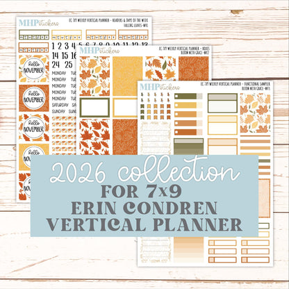 NOVEMBER Weekly Vertical Kits for 7x9 Erin Condren Planners. 2026 Collection "Falling Leaves" || ECWV