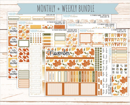 NOVEMBER Weekly Vertical Kits for 7x9 Erin Condren Planners. 2026 Collection "Falling Leaves" || ECWV