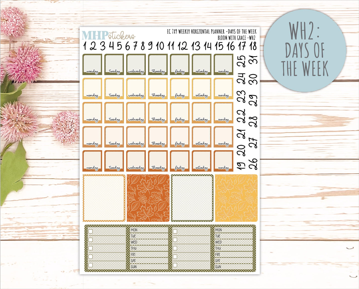 NOVEMBER Weekly Horizontal Planning Kit for 7x9 Erin Condren Planners. 2026 Collection "Falling Leaves" || ECWH