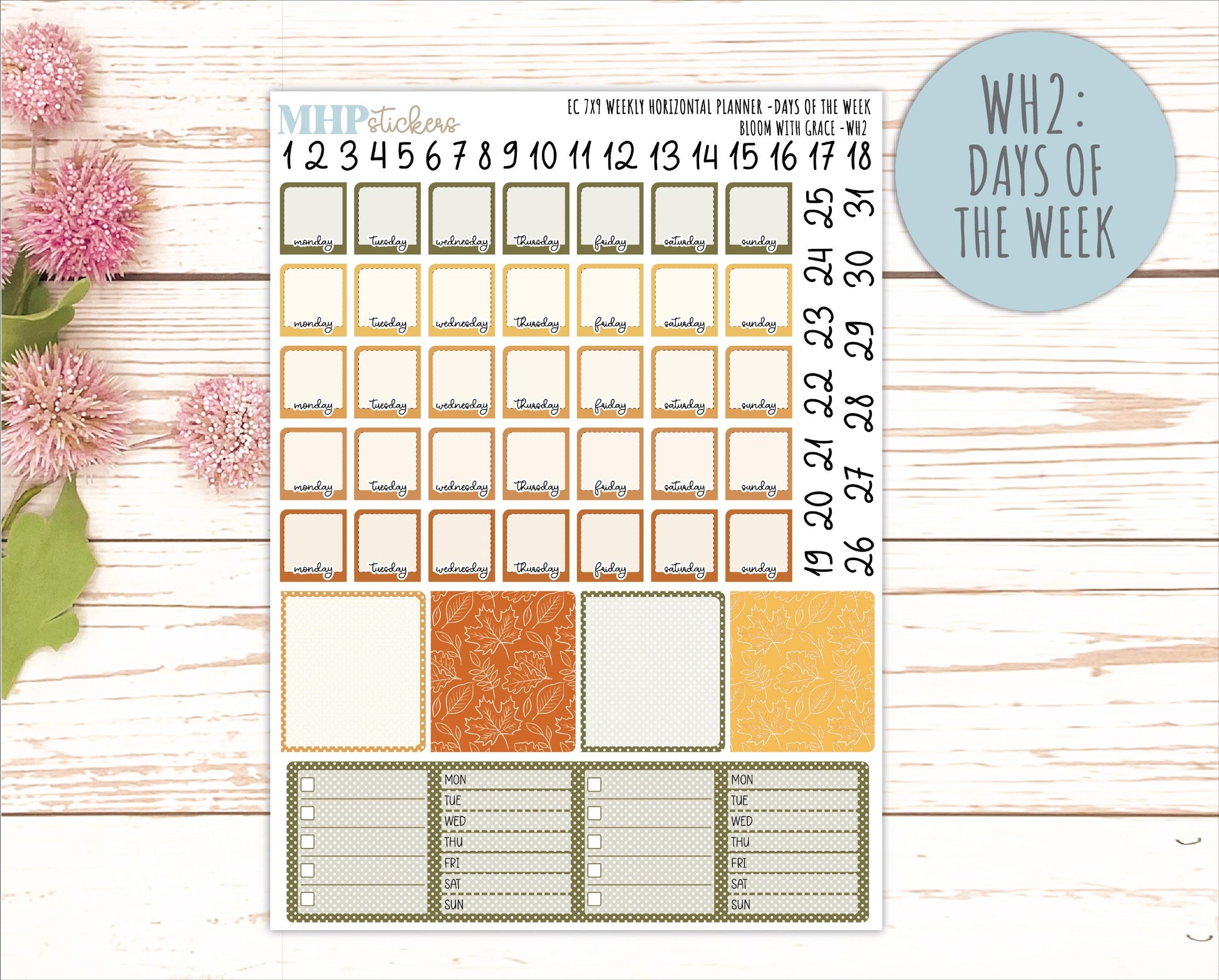 NOVEMBER Weekly Horizontal Planning Kit for 7x9 Erin Condren Planners. 2026 Collection "Falling Leaves" || ECWH
