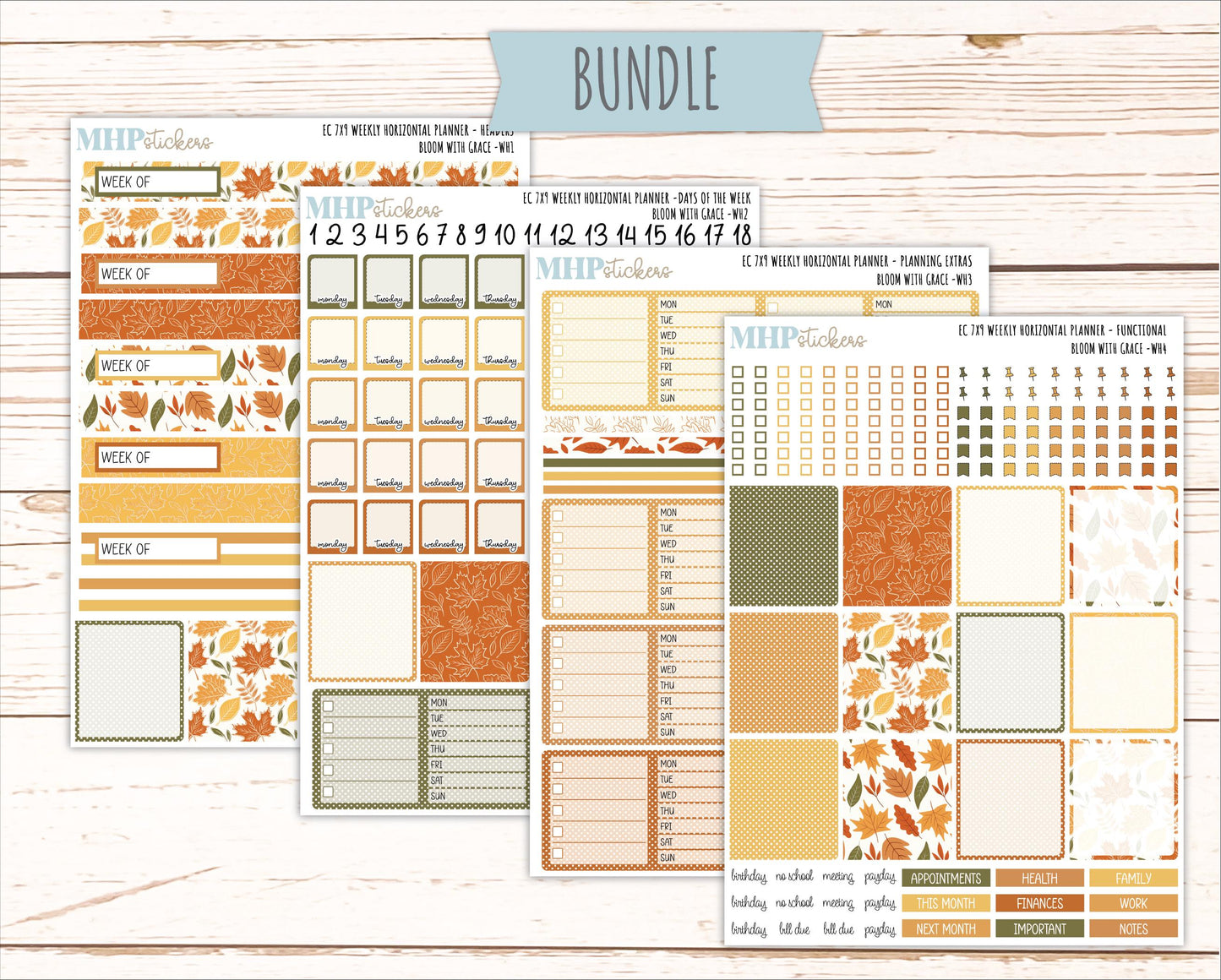 NOVEMBER Weekly Horizontal Planning Kit for 7x9 Erin Condren Planners. 2026 Collection "Falling Leaves" || ECWH