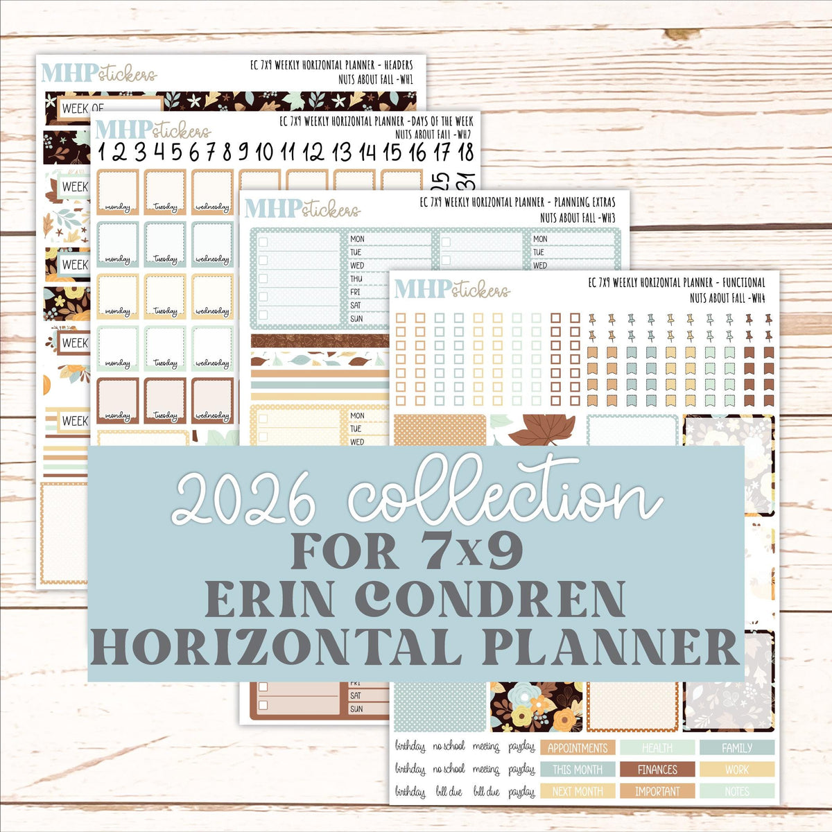 NOVEMBER Weekly Horizontal Planning Kit for 7x9 Erin Condren Planners. 2026 Collection "Nuts About Fall" || ECWH