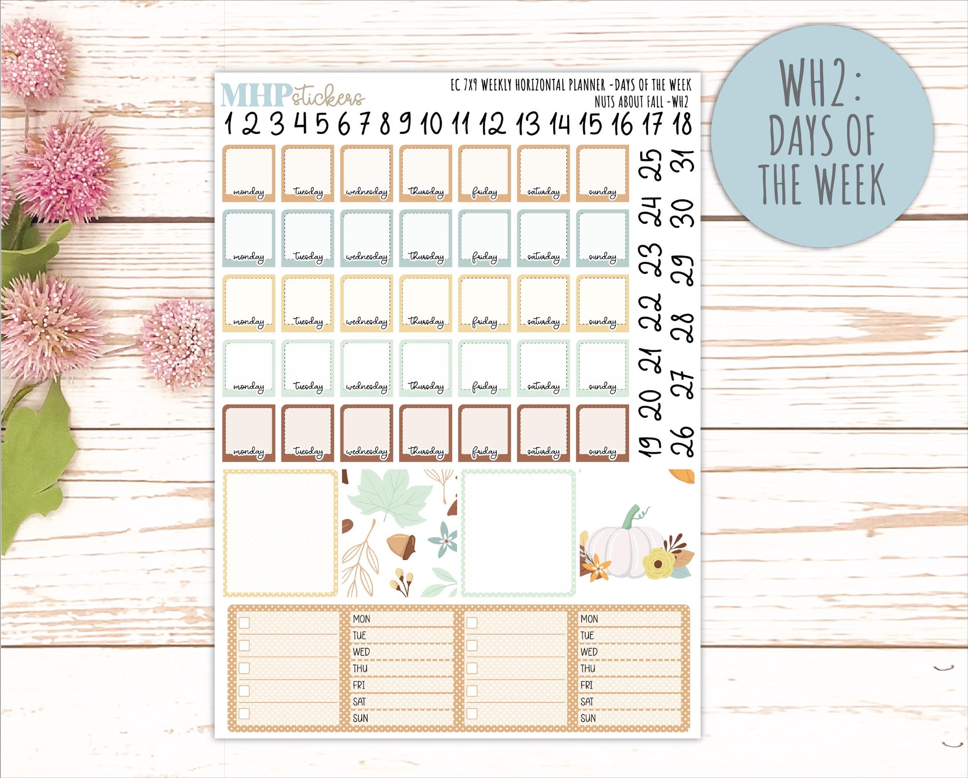 NOVEMBER Weekly Horizontal Planning Kit for 7x9 Erin Condren Planners. 2026 Collection "Nuts About Fall" || ECWH