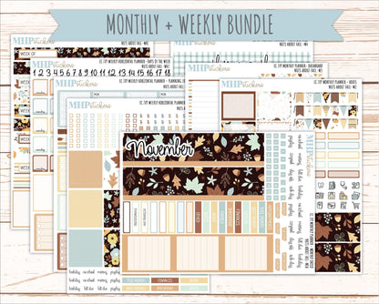 NOVEMBER Weekly Horizontal Planning Kit for 7x9 Erin Condren Planners. 2026 Collection "Nuts About Fall" || ECWH